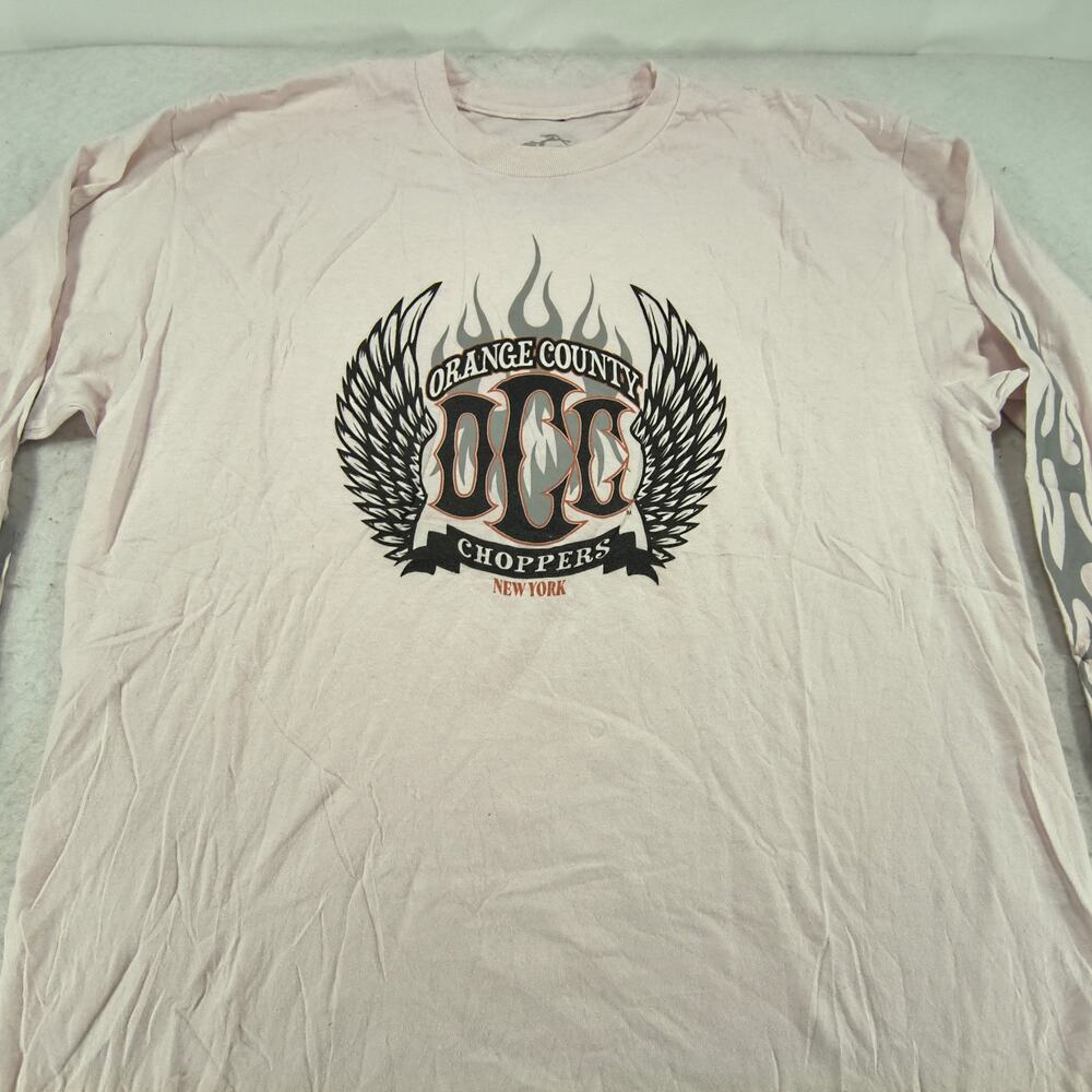 Orange County Choppers Long Sleeve Crew Neck T Shirt Adult Mens Size L Pink